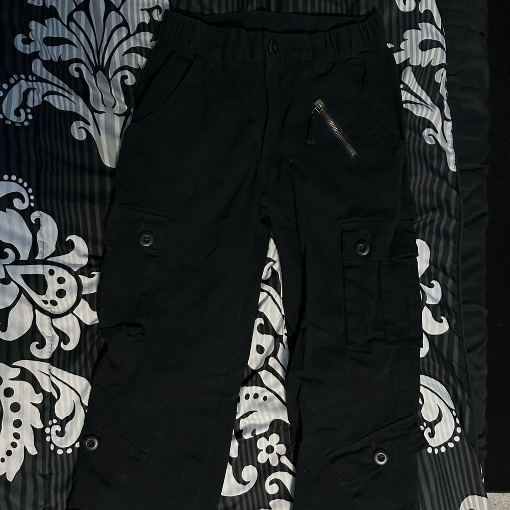 Black Cargo Jogger Pants with Zip Pocket